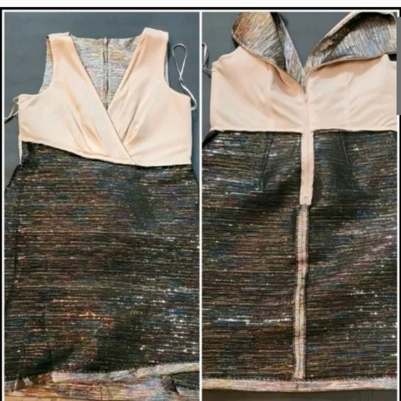 Gianni Bini metallic faux wrap sleeveless  mini cocktail dress - Picture 13 of 15